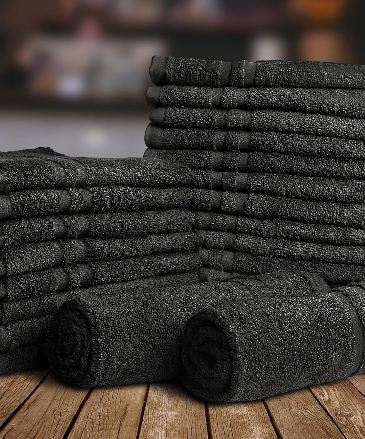 Utopia Towels Bleach Safe Salon Towels - Pack of 24 Black Hand Towels - (16 x 27 Inches), Salon Towels Bleach Safe, Stain Resistant Bleach Proof Towels for Salon, Hair, Gym, Spa: Beauty