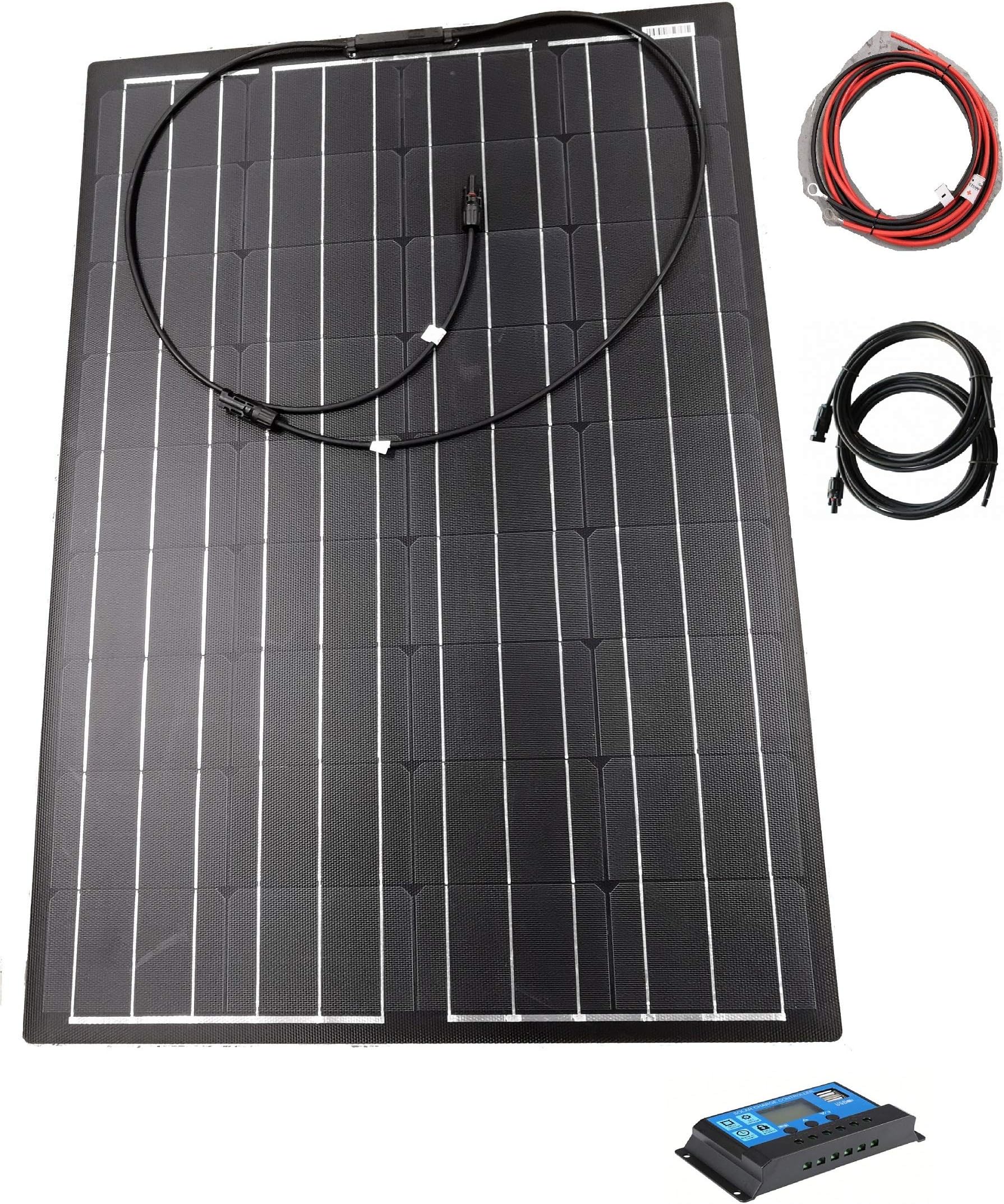 Spark 100W 150W 200W Solar Panel 12V Monocrystalline Photovoltaic PV Module for Charging 12 Volt Battery in Boat Caravan Motorhome Camper or Yacht (100W kit 2)
