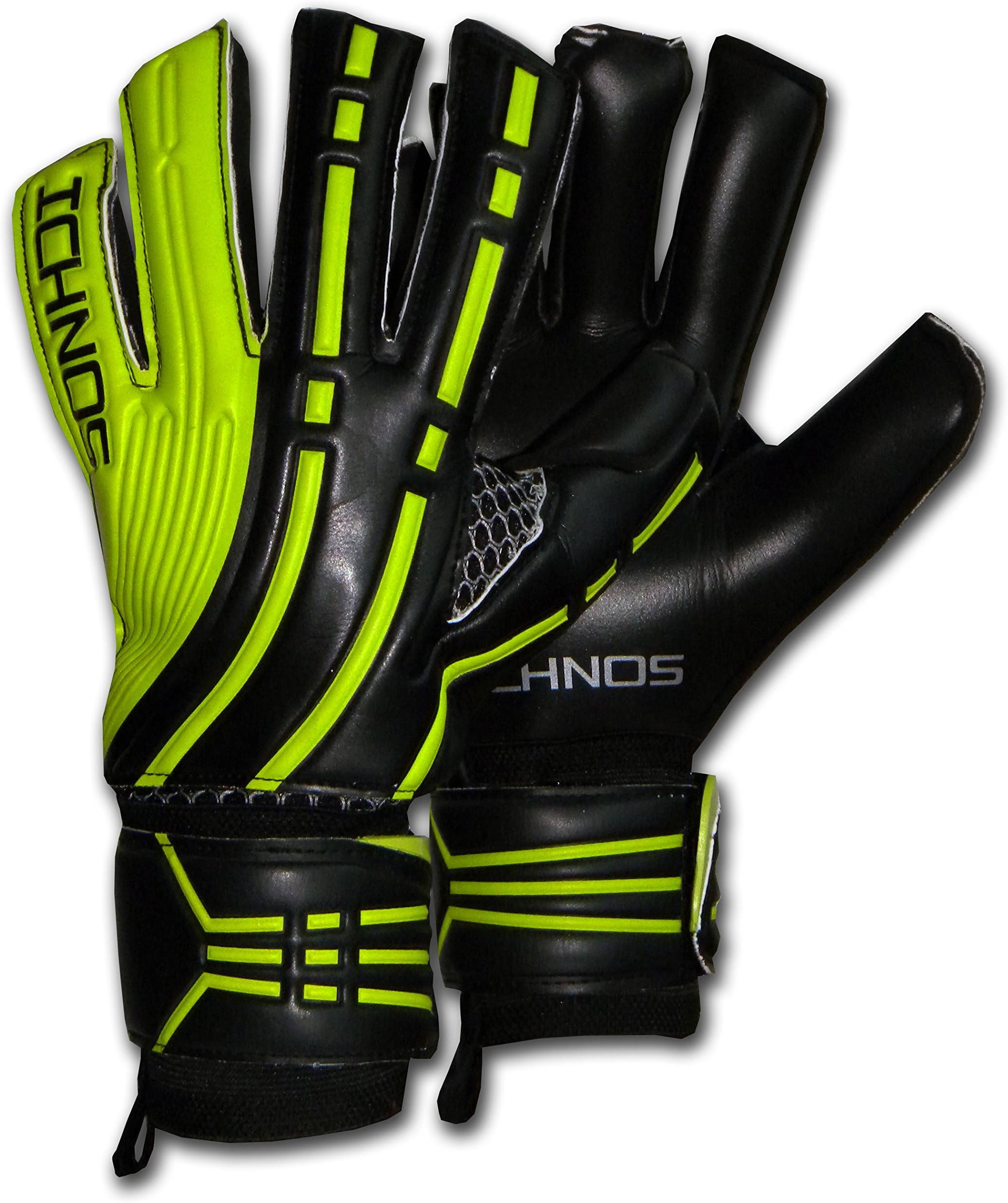 ICHNOS Arcos black lime removable fingersave bars football goalkeeper gloves