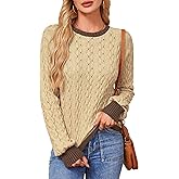 AOVDE Women's Sweater 2025 Fall - Tie Back Long Sleeve Pullover Knit Sweaters Crew Neck Fashion Y2K Sweater Tops