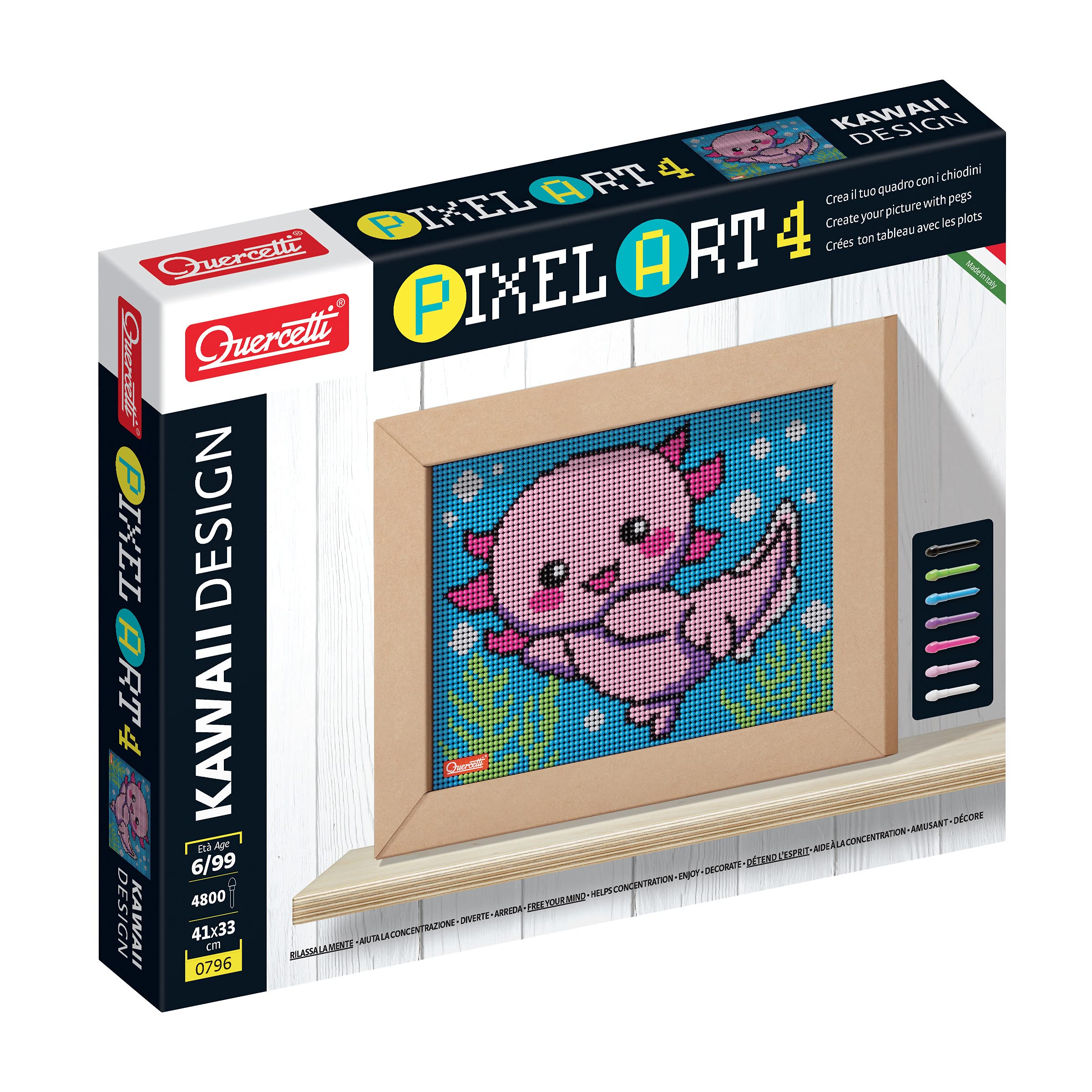 Quercetti - 0796 Pixel Art 4 TAV. Kawaii Axolotl