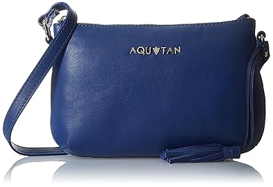 Aquatan Womens Cross My Heart Small Leather Cross Body Bright Blue AT-S-34