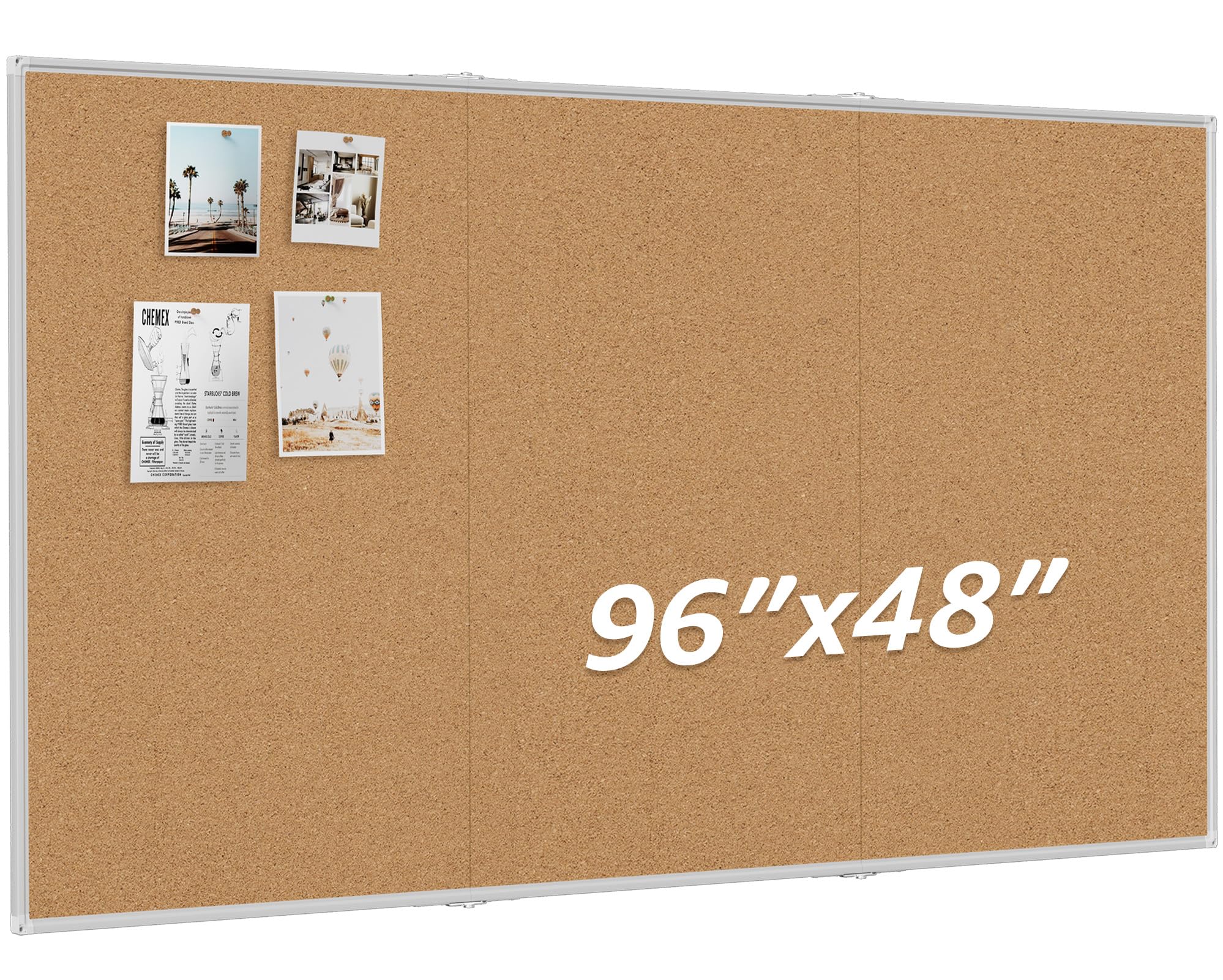 Photo 1 of ***FACTORY SEALED***MaxGear Large Cork Bulletin Board 96" x 48", Foldable Notice Boards with Silver Aluminium Frame, 8' x 4' Wall-Mounted PinBoard, Corkboards for Office, School & Home