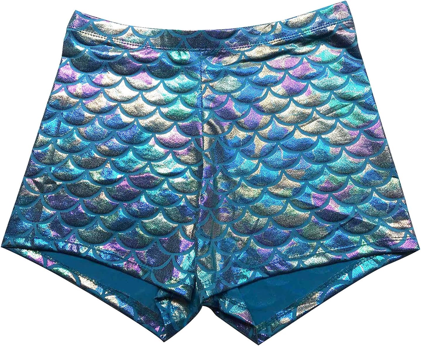Women's Sexy Mermaid Fish Scale Shorts (Medium, Multicolor Red)