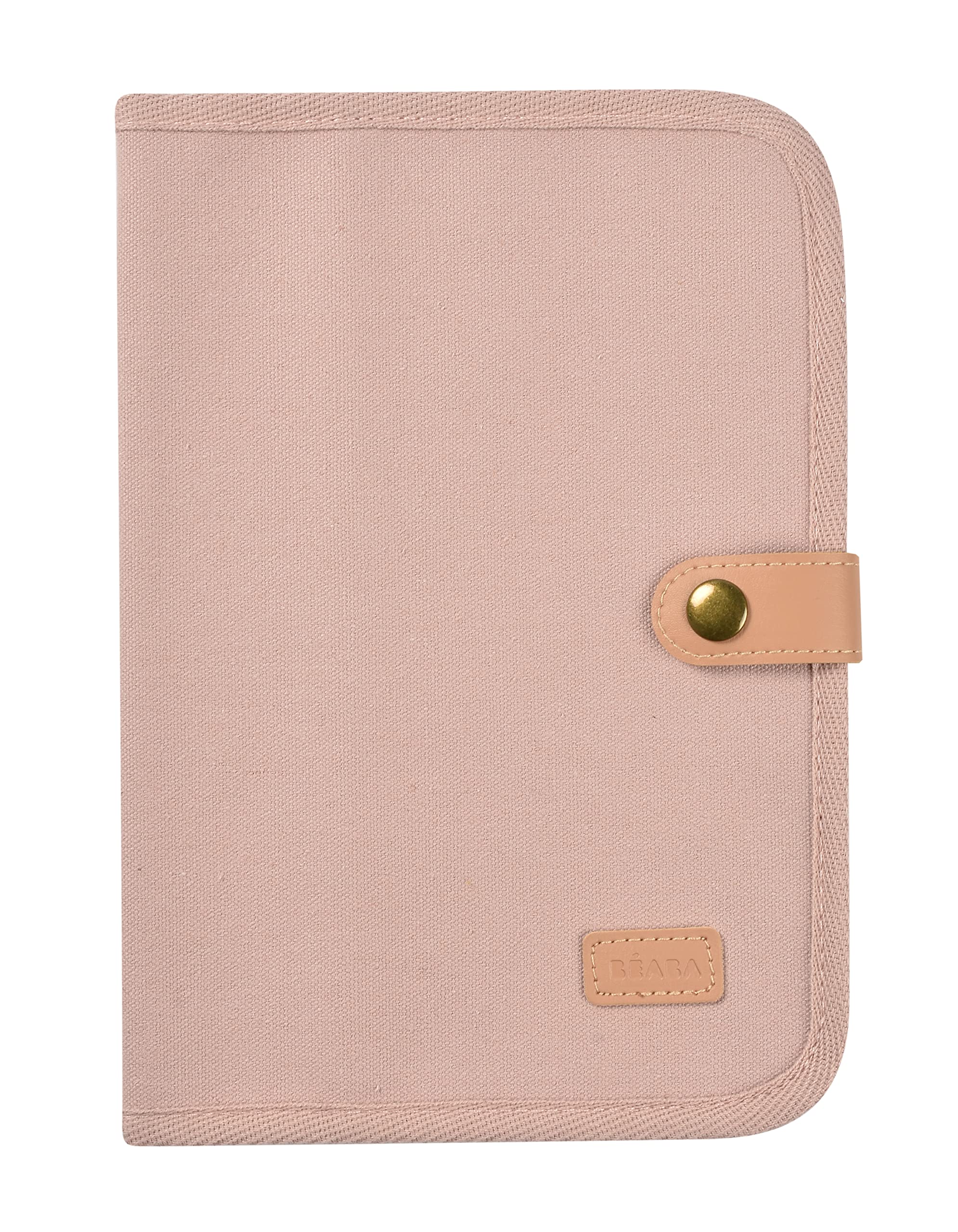 BEABA, Health Book Cover, Geneva, 2 Inside Pockets, Press Stud, Waterproof Fabric, Soft Pink