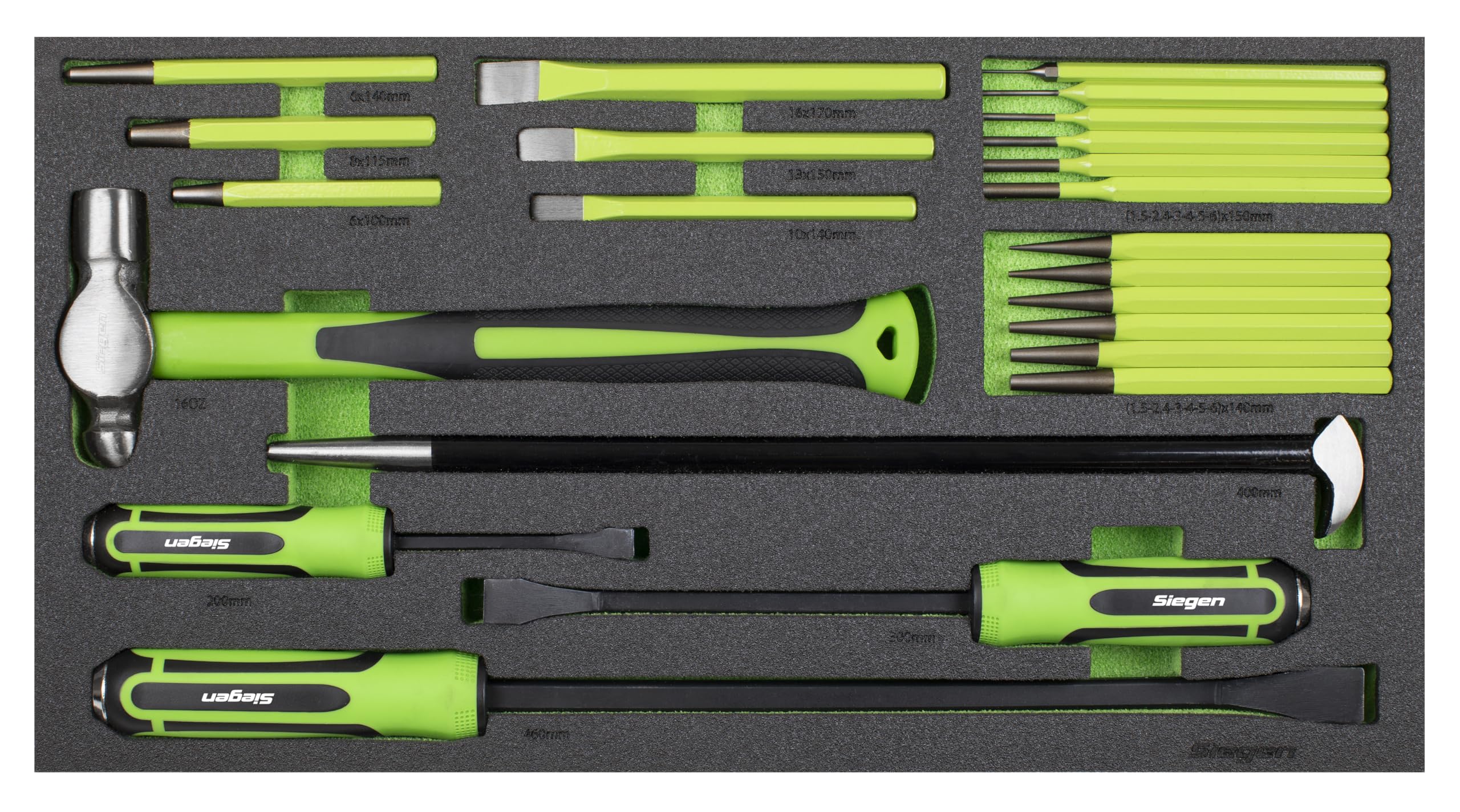 Siegen by Sealey 23pc Pry Bar, Hammer & Punch Set with Tool Tray - S01279