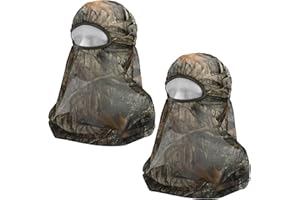 Watayo 2 Pcs Camo Hunting Face Cover, Elastic Adjustable Hunting Head Net Balaclava, Lightweight Breathable Camouflage Full C