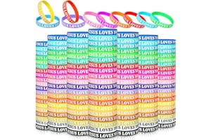 Jerify 200 Pcs Jesus Loves You Silicone Bracelet for Kids Christian Wristbands Bulk Bible Verse Rubber Bracelet Religious Col