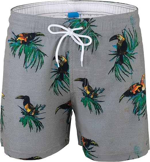 Meegsking Mens Quick Dry Stripe Beach Board Shorts Elastic Waist Swim Trunks with Mesh Lining