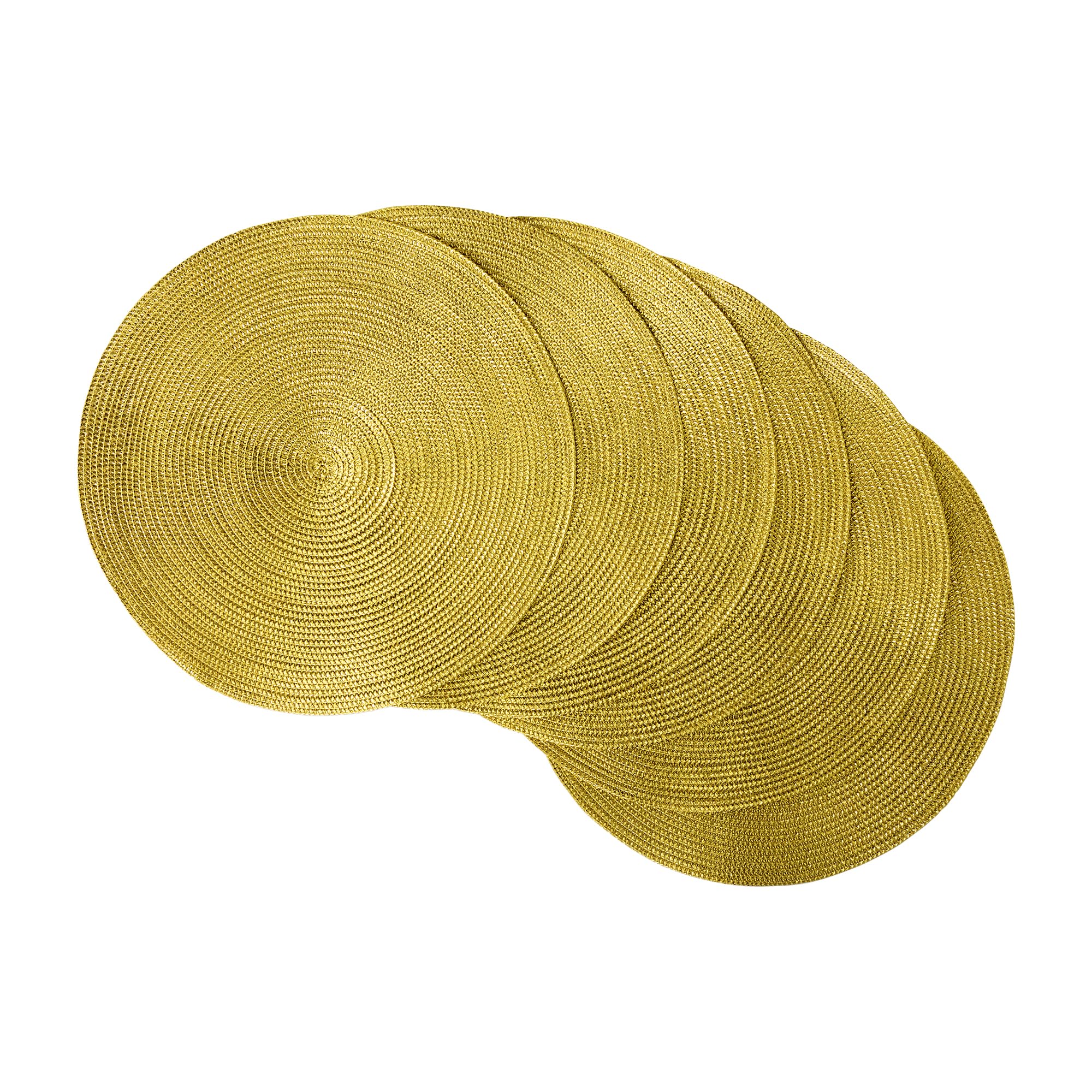 DII Woven Placemats Collection Metallic Round Placemat Set, 15", Gold, 6 Piece — image 1