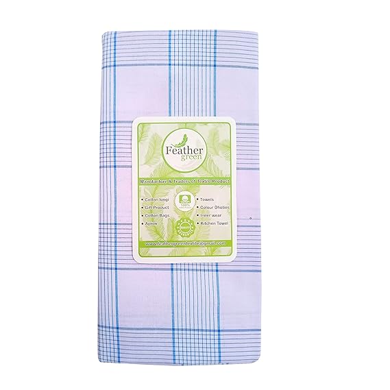 Men's Regular Use Lungi (White Colour, 2 meter)
