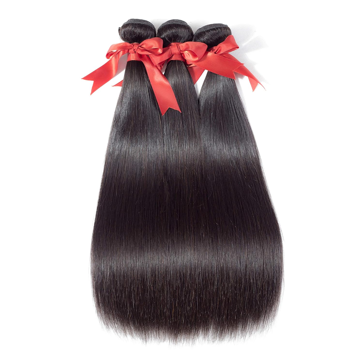 ALLRUN Brazilian Virgin Hair 3 Bundles with Closure (18 20 22+16closure) Middle Part Straight Human Hair 7A 100% Unprocessed Virgin Hair Bundles With Middle Part Lace Closure Natural Black Color