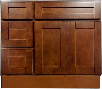 36 Vanity Cabinet With Left Drawers Elegant Cherry Amazon Com