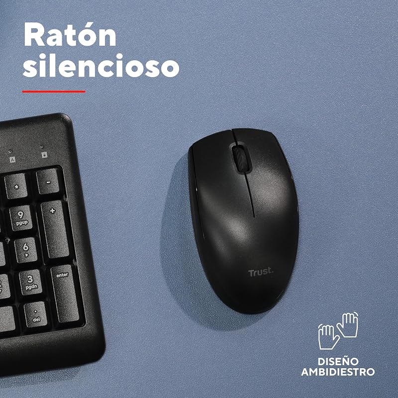 Teclado e rato sem fios Taro Pack QWERTY Espanhol, Preto
