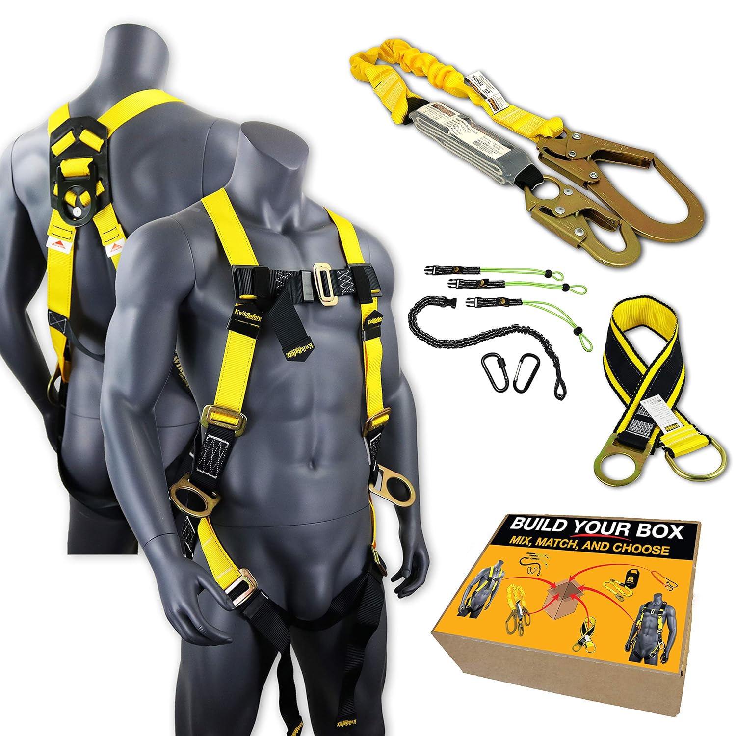 KwikSafety 3D Full Body Safety Harness 3’ Cross Arm Strap Anchor ANSI