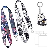 Babymiu Anime JJK Lanyard with ID Holder(2 Pack,with A Keychain) for Key String Wallet. Anime Accessories Decor Gifts Merch Party Supplies Keychain Card Stocking Filler for Teens Teacher Office.