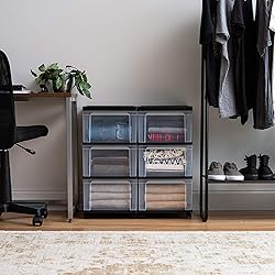 IRIS USA Plastic 3-Drawer Storage Organizer Rolling