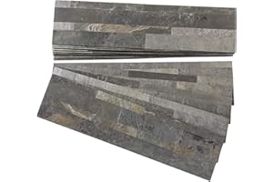 Aspect Peel and Stick Stone Overlay Kitchen Backsplash - Iron Slate (Approx. 15 sq ft Kit) - Easy DIY Tile Backsplash