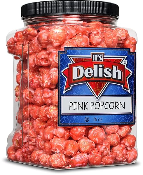 GOURMET PINK STRAWBERRY COLORED POPCORN BY IT’S DELISH,...