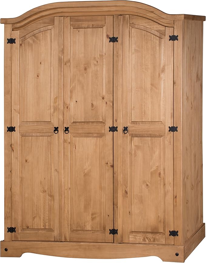 Mercers Furniture Corona Mexican Solid Pine 3 Door Arch Top Wardrobe