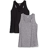 Amazon Essentials Women's Active Workout Quick Dry Tech Stretch Racerback Tank Top (Available in Plus Size), Multipacks