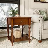 Amazon.com: PADMA HOUSE Solid Wood End Table with Drawer & Storage ...