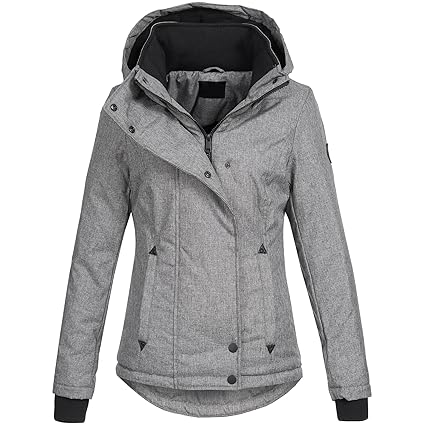 Azuonda Damen Übergangs Jacke Parka Übergangsjacke leicht gefüttert Kapuze XS-XXL Az35