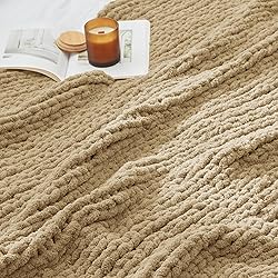 Amélie Home Chunky Knit Blanket Throw, Thick Soft