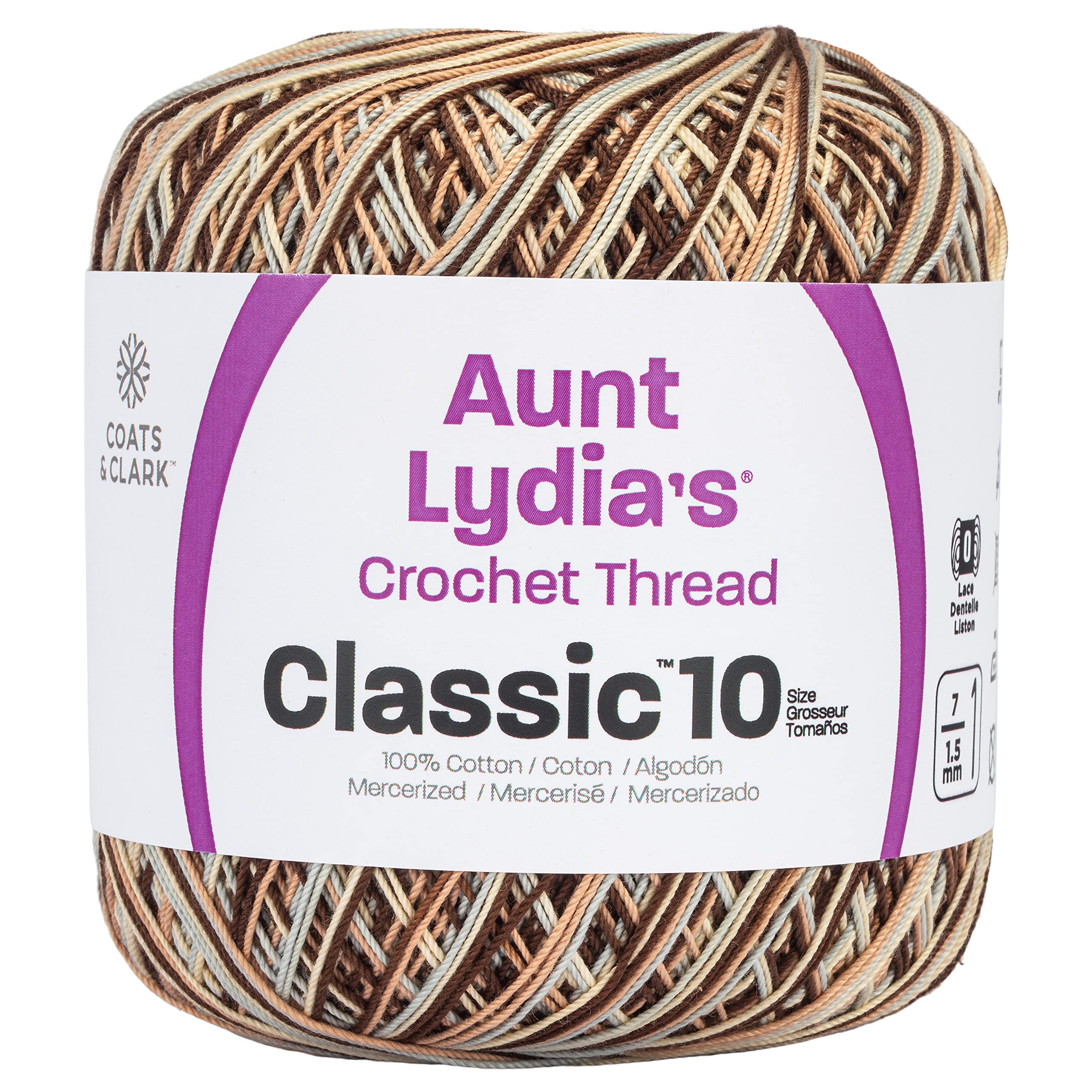 Aunt Lydia Classic Crochet Thread, Shaded Brown