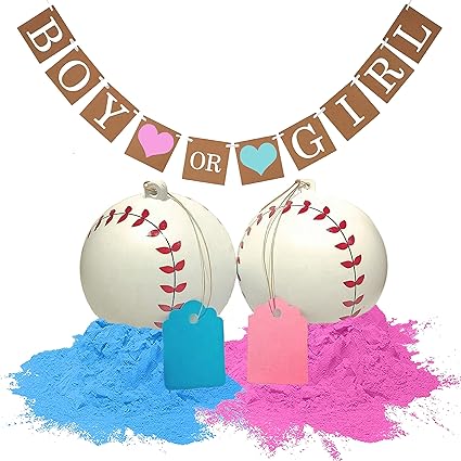 Gender Reveal Party Baseball Balls Pink And Blue Set Baby Shower Boy Or Girl Greeting Cards Party Supply Home Garden