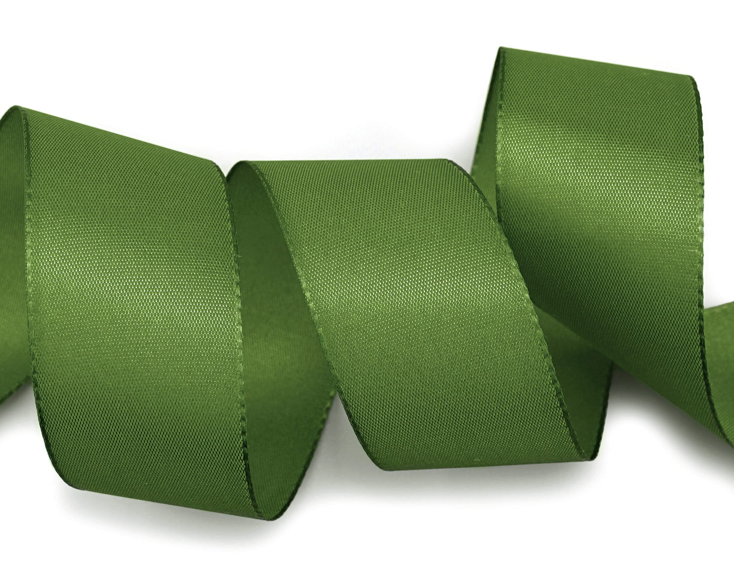 finemark 50 m x 40 mm Olive Grass Green Decorative Ribbon Gift Ribbon Fabric Ribbon Table Decoration Wedding Easter Ribbon Visco Taffeta Card Making Crafts