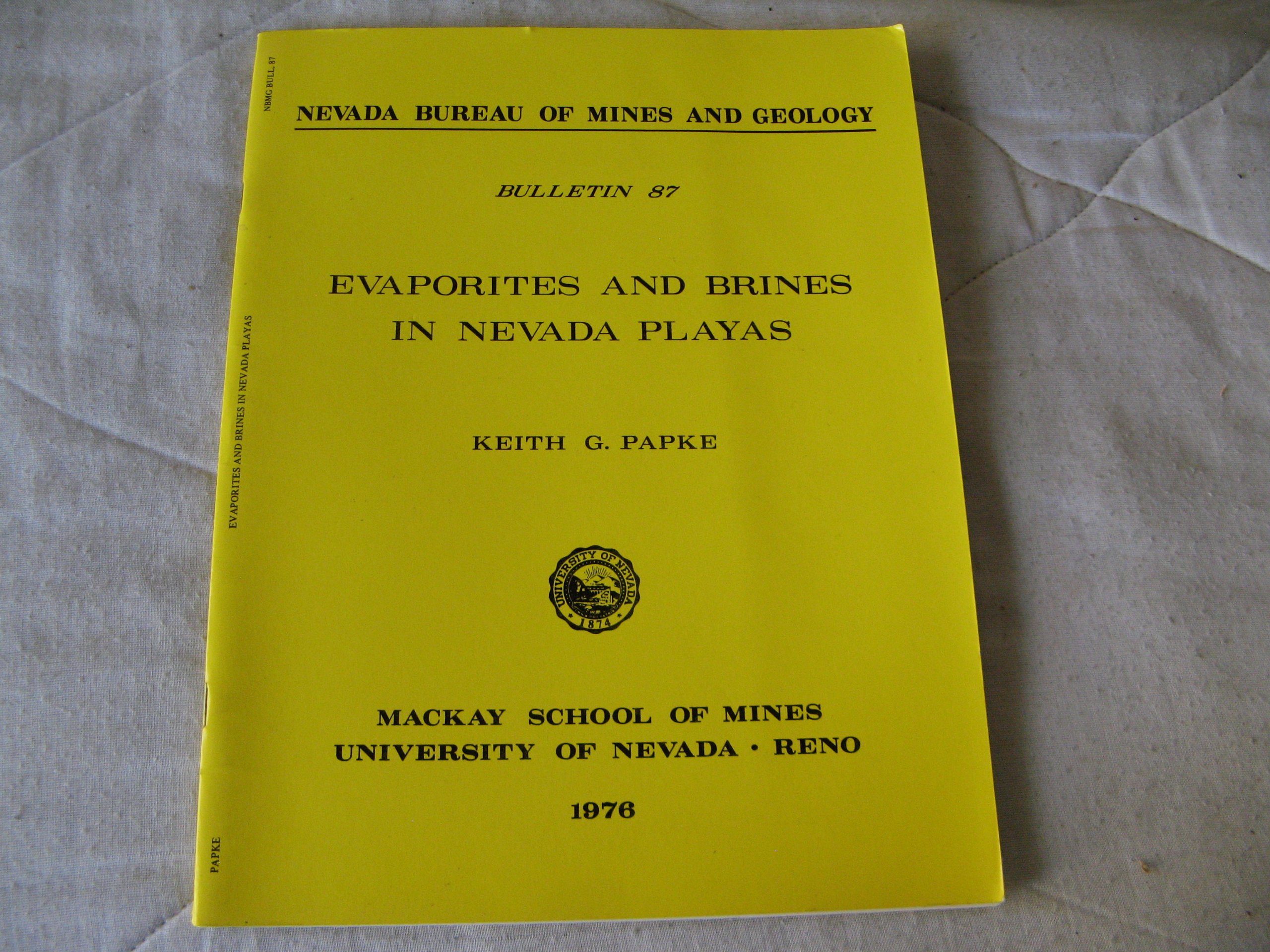 Evaporites And Brines In Nevada Playas Bulletin Nevada - 