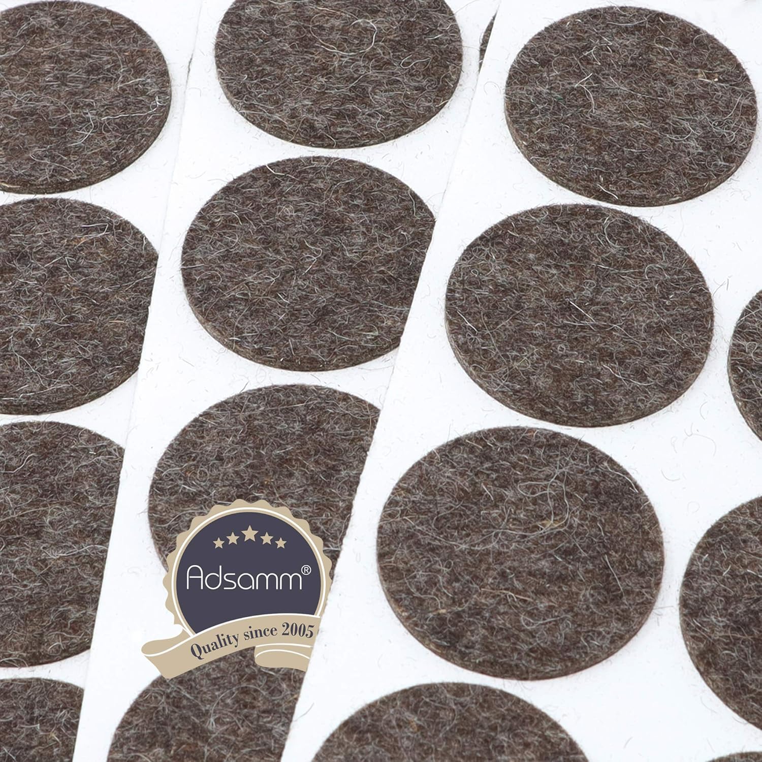 Adsamm® / 36 x self-adhesive wool felt pads / brown / diameter 40 mm / round / 3 mm thick extra soft natural stick-on felt furniture glides / furniture protective pads - Image 3