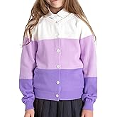 BOBOYOYO Girls Cardigan 100% Cotton Kids Striped Cardigan Sweater Button up Rainbow Knit Cardigan Children for 5-12 Y