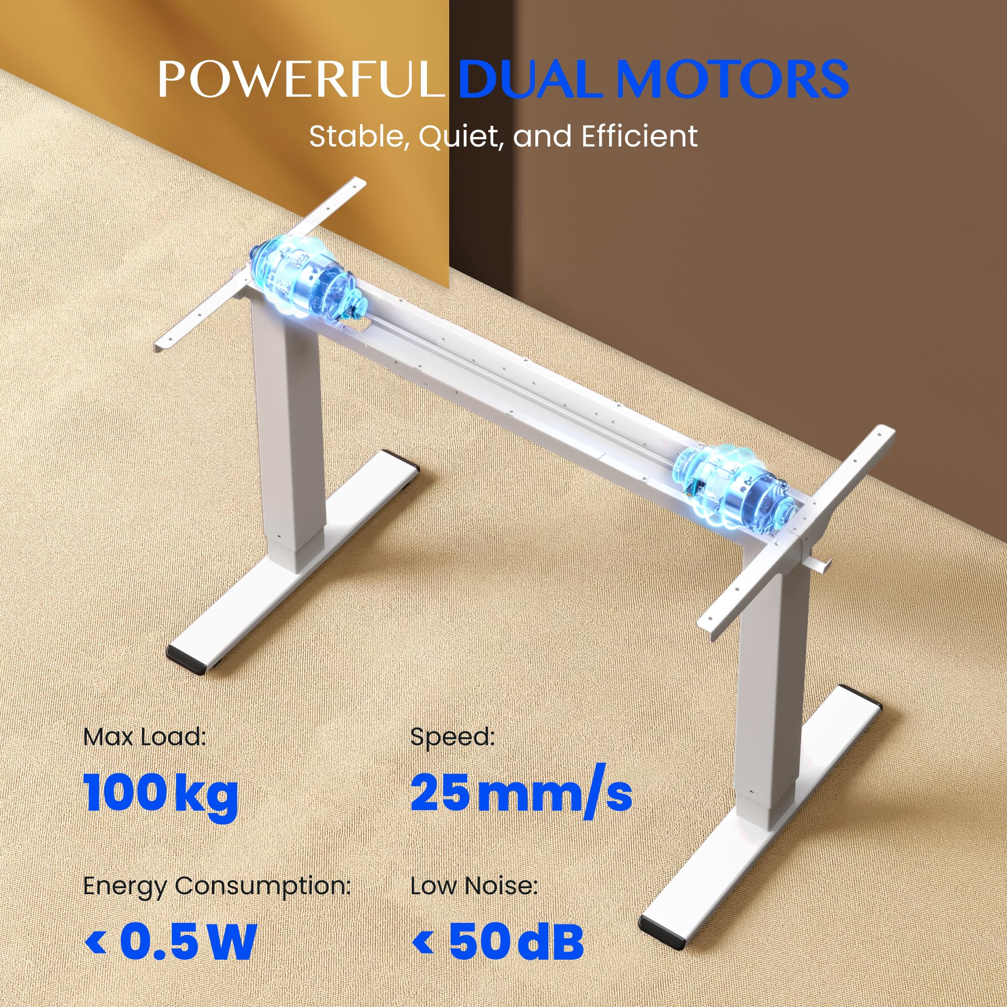 FlexiSpot Höhenverstellbarer Schreibtisch mit 2 Motoren & 25MM einteiliger Tischplatte,ergonomischer Bürotisch - 160 x 80 cm Ahorn, weißes Gestell 9