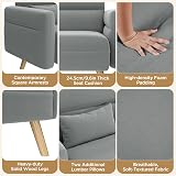 Yaheetech Small Modern Fabric Loveseat 116cm Light Grey with Pillows view 4