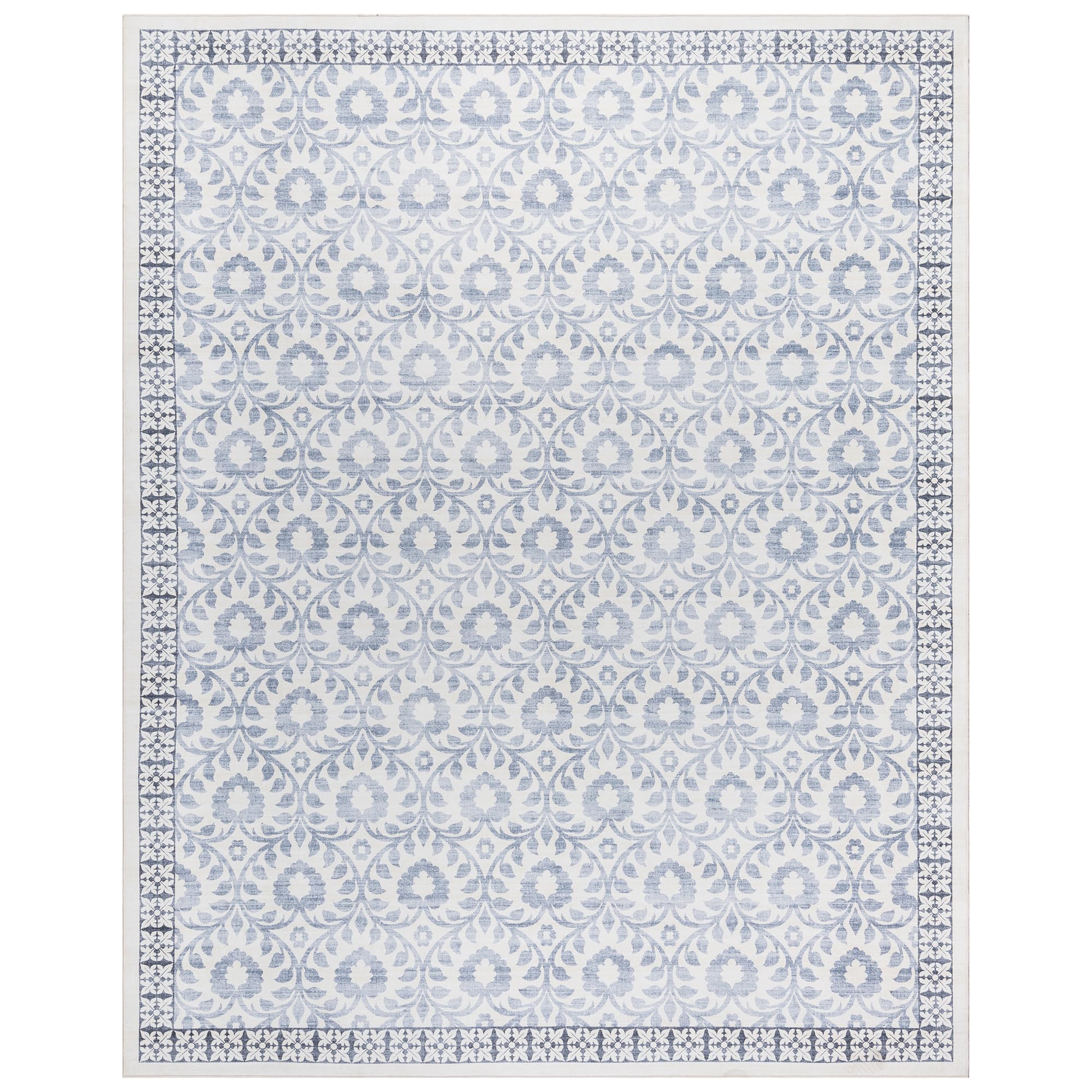 Photo 1 of Gertmenian Indoor Boho Area Rug - 8x10 Large, Non Slip, Super Strong, Ideal for High Traffic Areas in Bedroom, Living Room, Kitchen - Esme, Blue, 24562