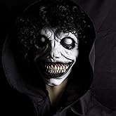 Wellinology Smiling Demon Halloween Scary Mask, Latex Creepy Realistic Ghost Devil Zombie Cosplay Costume Mask Party Props (White Smiling Demon)