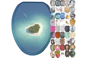 Sanilo ELONGATED, Silent Slow Close, Molded Wood Adjusting Toilet Seat, Dream Island