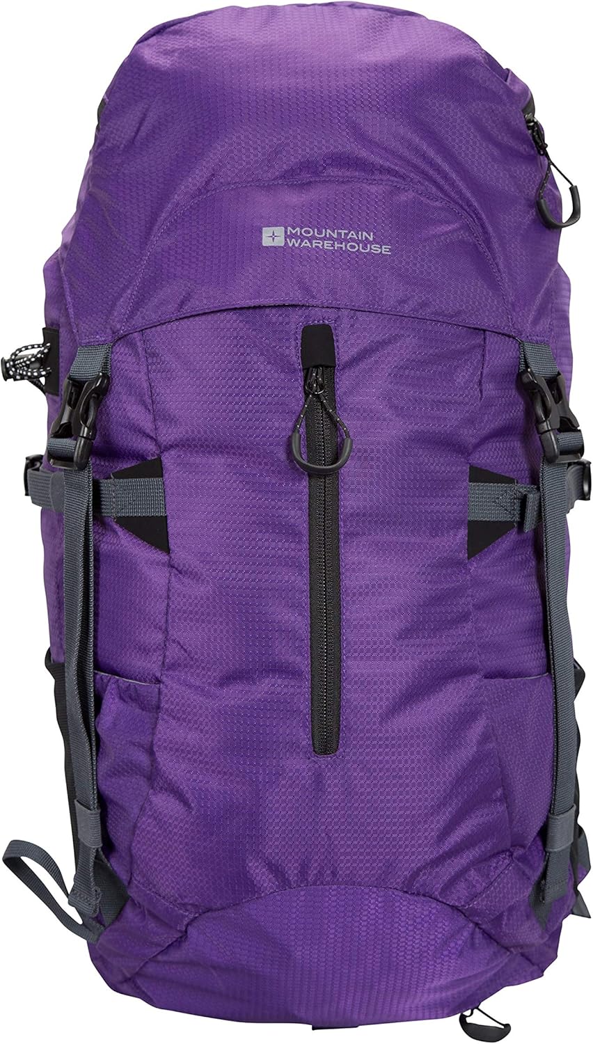 Mountain Warehouse Saker 35L Rucksack Camping Travel Backpack Purple