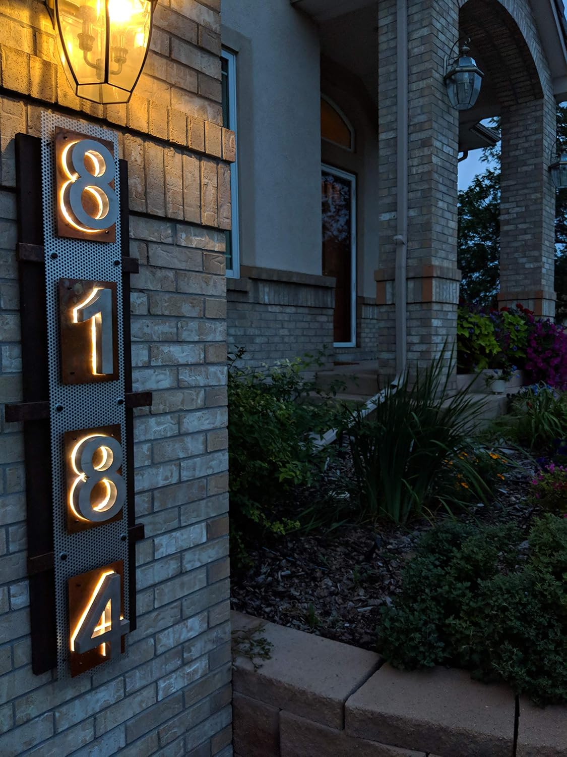 Amazon Com 8 Inch House Numbers Led Modern Address Signs For Homes Soft Exterior Glow Black Or Stainless Steel Weather Resistant Durable Wired By Jelsco 0 Arial Stainless Home Improvement