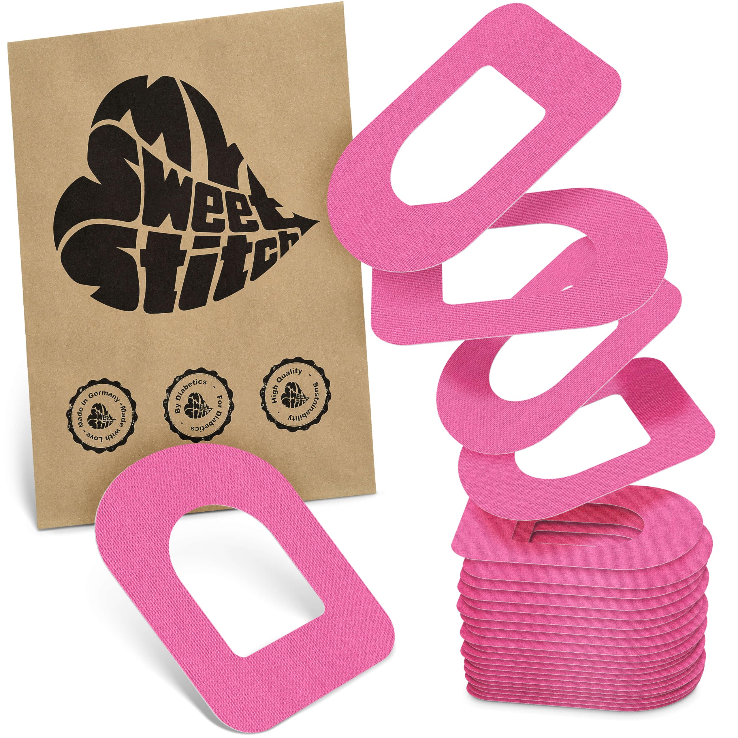 MySweetStitch - 25 x Omnipod Patches, Ring Patch Ø 95 x 72mm, Waterproof, Breathable, Skin-Friendly, Made in Germany, Pink
