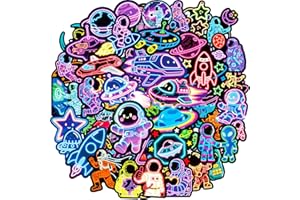 Water Bottle Stickers 56 Pcs Cool Neon Sticker Pack Include Space Planets Astronaut Alien etc, Waterproof Vinyl Stickers for 