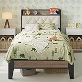 ANCTOR Twin XL Bed Frame, Storage Headboard with Charging Station, Platform Bed Frame with Strong Metal Support, Sturdy and Stable, Noise Free, No Box Spring Needed, Easy Assembly, Wood and Cream