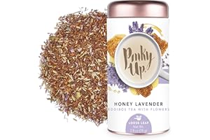 Pinky Up Honey Lavender Loose Leaf Tea, Rooibos Tea, Caffeine Free, 4 Ounce Tin, 25 Servings
