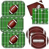 Football Party Supplies Tableware,Large Football Birthday Party Decorations includes Football Plates and Napkins for Tailgate Party Decorations Touchdown Football Themed Party Decoration, 25 Guests