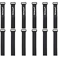 12 Pack 1 x 12 Inches Hook and Loop Reusable Fastening Cable Tie Down Straps by Wisdompro - Reusable, Durable Functional Ties to Keep Your Home, Office, Workspace from Tangled Messes of Cords