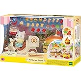 Sylvanian Families - 5757 Mobile Hamburger Imbiss with Figure, Detailed Play Set with Animal Figure Milchkatze, Toy for Children Aged 3 and Up