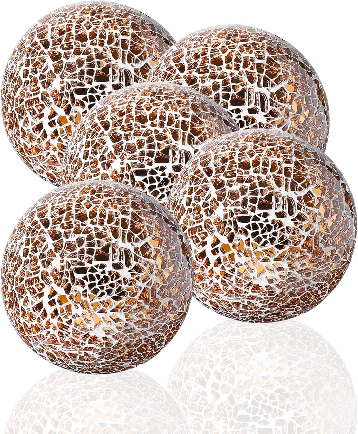 Gala Houseware Decorative Glass Balls for Bowls, Set of 5 Mosaic Sphere