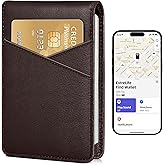 Smart Men Wallet with Find My, Wallet Tracker, RFID Blocking Bifold Credit Card Holder, Left-Behind Alerts, Play Sound, Anti-Loss, Wireless Rechargeable, Works with iPhone, iPad, Mac, PU Dark Brown